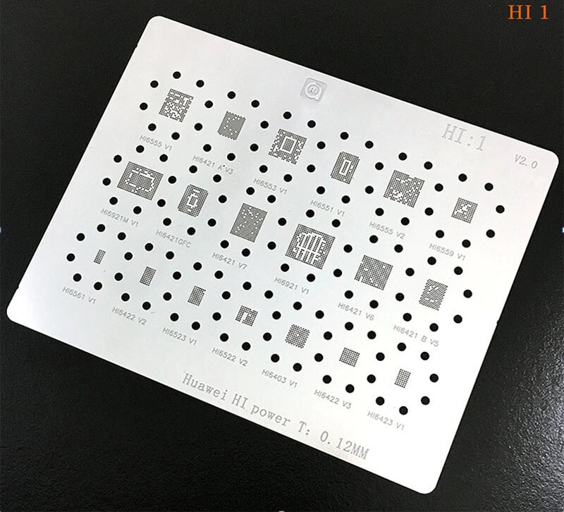 Трафарет BGA Amaoe HI:1 Huawei (HI6555V1/HI6421 A V3/HI6553V1/HI6551V1/HI6555V2) (0.12 mm) від компанії Інтернет-магазин VNGSM - фото 1