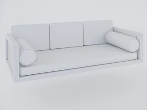 Гойдалка дерев'яна - підвісний диван з подушками Білий WL-d1-white-p2