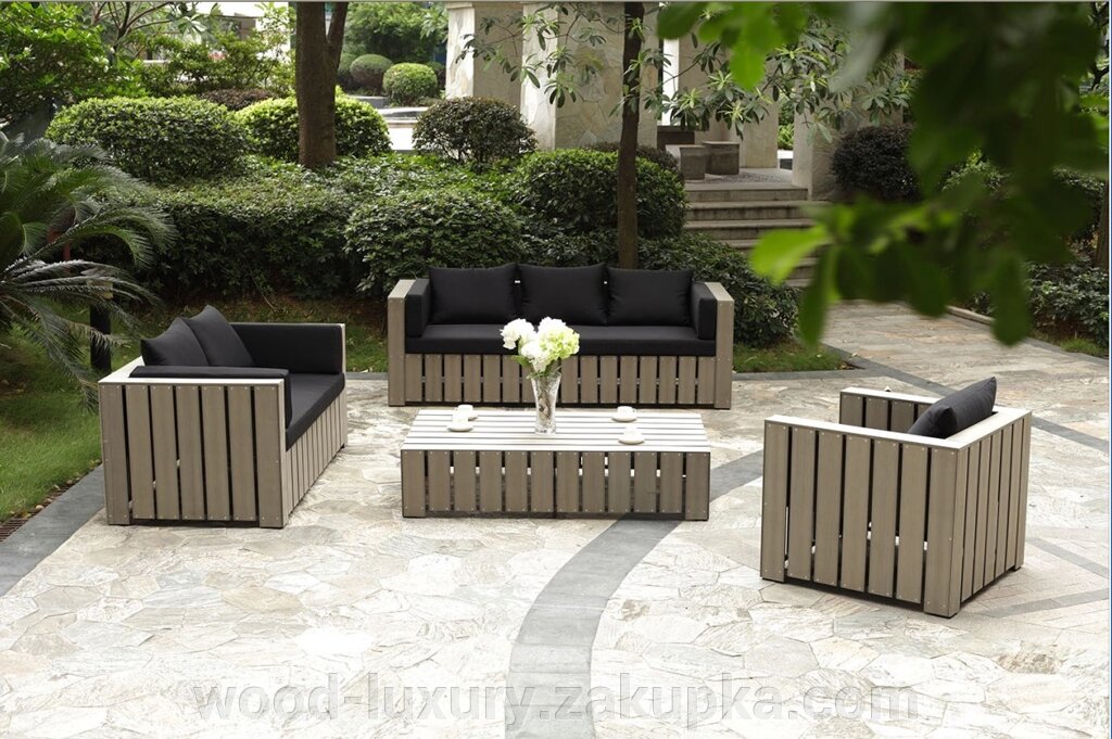 Садові меблі з ротанга і дерева "Roze" від компанії Альтанки Wood Luxury - фото 1