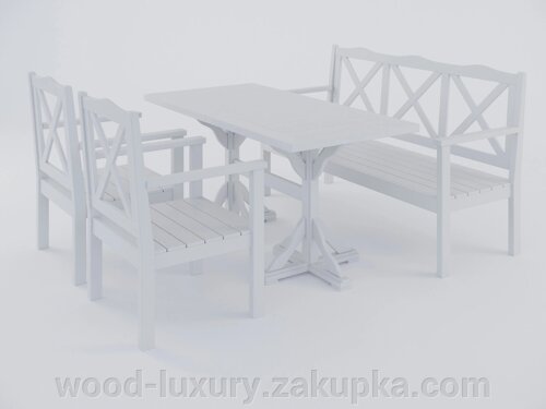 Меблі для дачі дерев'яні Wooden lake комплект Білий (Summer-1-white-0)
