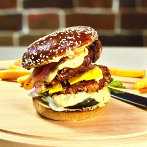 Дабл Chicken Бургер (430г) в Волинській області від компанії Presto Pizza №1 Доставка піци в Луцьку