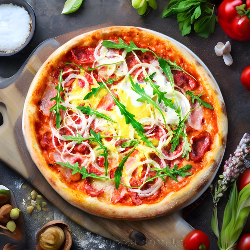 Піца Карбонара 30 см від компанії ПРАЦЮЄМО!Presto Pizza №1 Доставка піци і суші в Луцьку. З 10 до 21.45 - фото 1