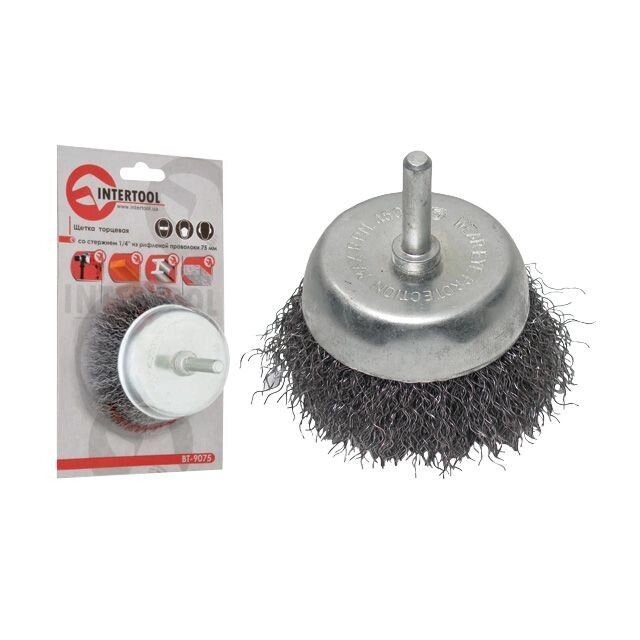 Щетка чашечная 100 мм для дрели, 1/4" (витая проволока) INTERTOOL BT-9100 ##от компании## Интернет-магазин "STORETOOLS" - ##фото## 1