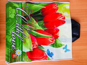 Пакет поліетиленовий з петлевою ручкою Тюльпани 38 * 43 см в Одеській області от компании ЧП "МАКОШ-ПАК"