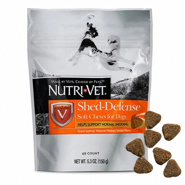 Nutri-Vet Shed-Defense Soft Chews НУТРИ-ВЕТ ЗАЩИТА ШЕРСТИ витамины для шерсти собак, жевательные таблетки 60т ##от компании## MY PET - ##фото## 1