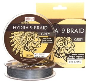 Шнур BratFishing Aborigen Hydra 9 Braid Grey 150м 0,08 мм