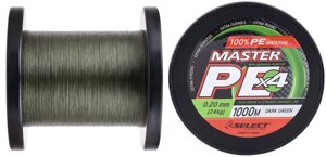 Шнур Select Master PE 1000m 0.14мм 17кг (темно-зелений)