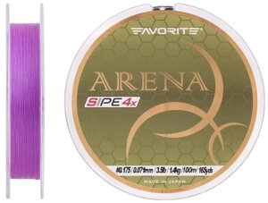 Шнур Favorite Arena PE 4x 100м # 0.175 / 0.071мм 3.5lb / 1.4кг (пурпурний)