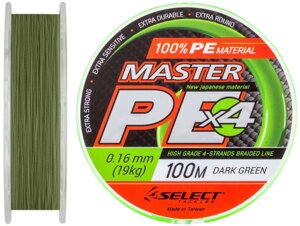 Шнур Select Master PE 100м 0.16мм 19кг (темно-зелений)