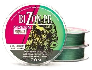 Шнур BratFishing Aborigen Bizon PE Green 100м 0,20 мм