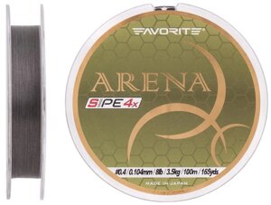 Шнур Favorite Arena PE 4x 100м # 0.4 / 0.104мм 8lb / 3.5кг (сіро-сталевий)