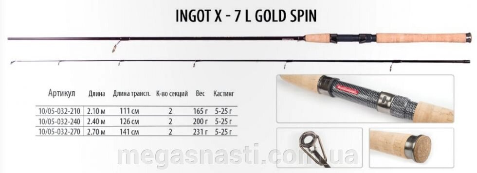 Спінінг Bratfishing Ingot X-7 L Gold Spin 2,7m (5-25g) від компанії MEGASNASTI - фото 1