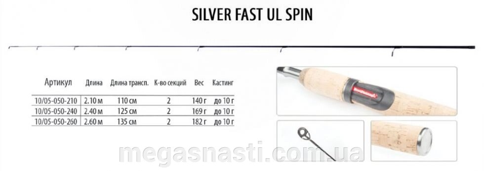 Спінінг BratFishing Silver Fast UL Spin 2,6m (up to 15g) від компанії MEGASNASTI - фото 1