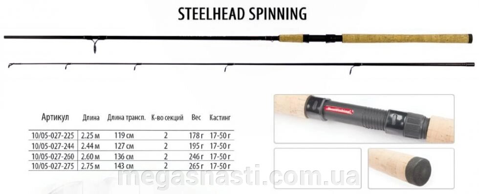Спінінг BratFishing Steelhead Spinning 2,60m (17-50g) від компанії MEGASNASTI - фото 1
