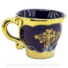 Чашка для святої води, синя з золотом від компанії ІНТЕРНЕТ МАГАЗИН "ХРИСТИЯНИН" церковне начиння - фото 1