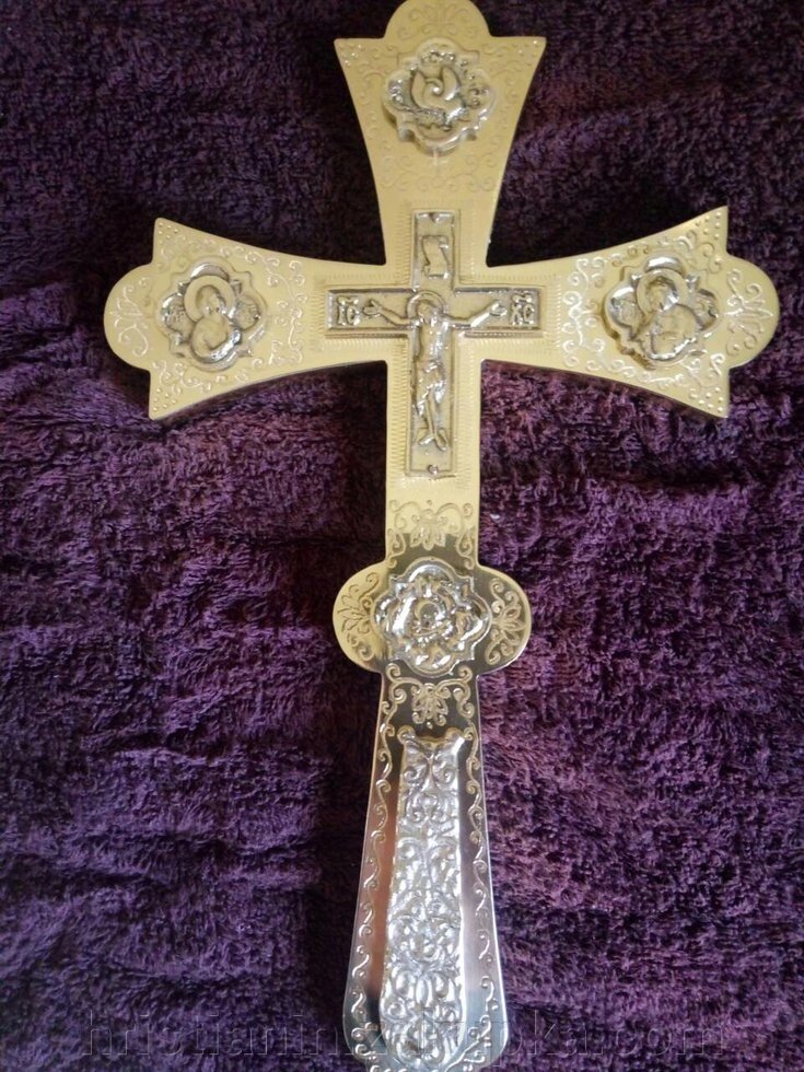 Хрест металевий з літтям, напрестольний від компанії ІНТЕРНЕТ МАГАЗИН "ХРИСТИЯНИН" церковне начиння - фото 1