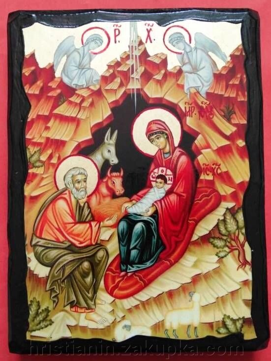 Ікона чорне золото, "Різдво Христове" 13х17 від компанії ІНТЕРНЕТ МАГАЗИН "ХРИСТИЯНИН" церковне начиння - фото 1