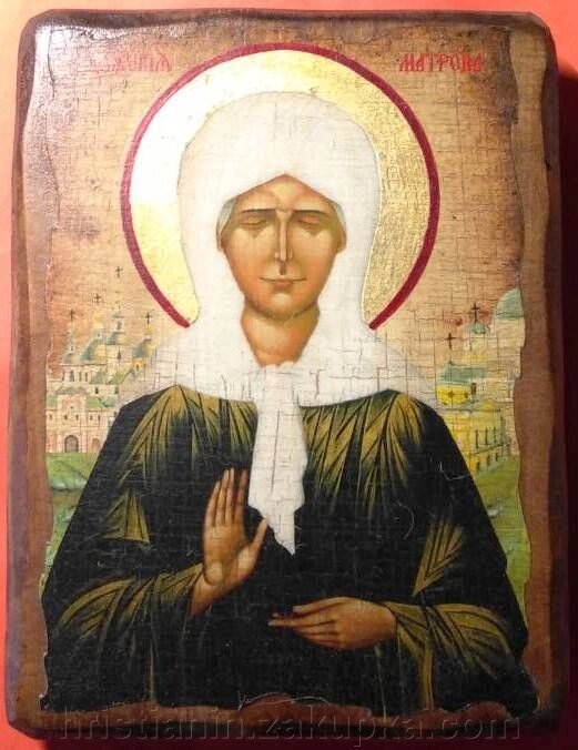 Ікона на дереві "під старовину" "Матрона" 13х17 від компанії ІНТЕРНЕТ МАГАЗИН "ХРИСТИЯНИН" - фото 1