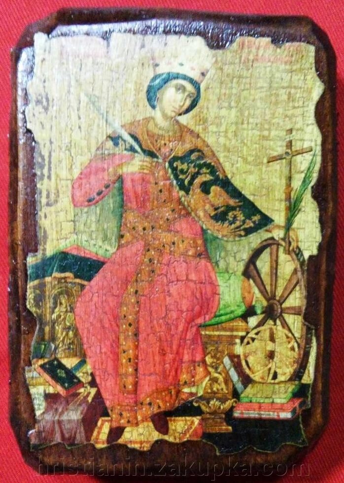 Ікона під старовину, "Катерина" 7х10 від компанії ІНТЕРНЕТ МАГАЗИН "ХРИСТИЯНИН" церковне начиння - фото 1