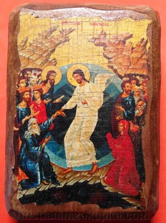 Ікона під старовину, "Воскресіння Христове" 7х10 від компанії ІНТЕРНЕТ МАГАЗИН "ХРИСТИЯНИН" церковне начиння - фото 1
