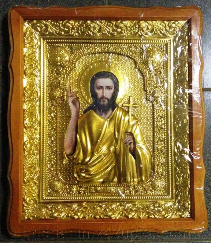 Ікона в дерев'яному фігурному кіоті + риза, "Іоанн Хреститель" від компанії ІНТЕРНЕТ МАГАЗИН "ХРИСТИЯНИН" церковне начиння - фото 1