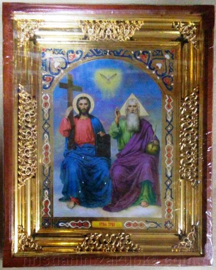 Икона в деревянном киоте, "Троица Новозветная" від компанії ІНТЕРНЕТ МАГАЗИН "ХРИСТИЯНИН" церковне начиння - фото 1