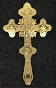 Хрест напрестольний металевий 16х28 см. двосторонній
