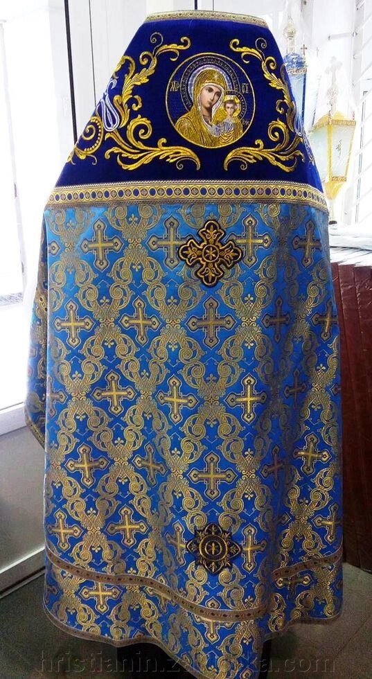 Одягання блакитне з вишитим верхом, 150/54, з покрівцями від компанії ІНТЕРНЕТ МАГАЗИН "ХРИСТИЯНИН" церковне начиння - фото 1
