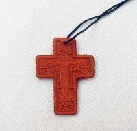 Хрест натільний шкіряний на тасьмі
