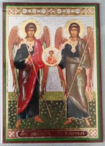Икона ламинированная "Михаил и Гавриил архангелы", двойное тиснение