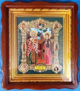 Ікона в дерев'яній фігурної рамі + багет, 23х26, конгрев "Кипріян і Юстини"