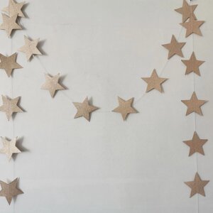 Гірлянда Зірочки святкова з блискітками 4 м на 65 мм шампань