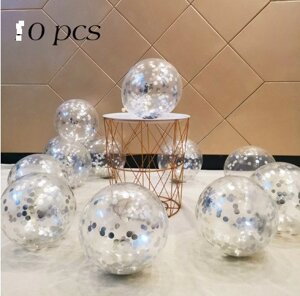 Кульки з сріблястим конфетті - 5шт.