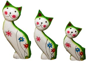 Набір котів усміхнених з квітами на тілі (к-1010, к-1011, к-1012)