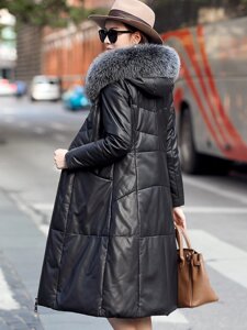 Під замовлення! Жіночий пуховик, шкіряна куртка великого розміру з капюшоном, товсте пальто
