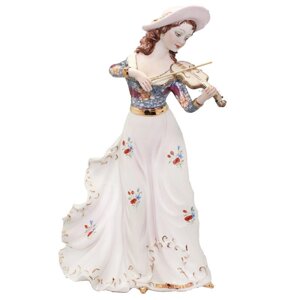 Фігурка-статуетка порцеляновий Італія, ручна робота «Леді в капелюсі зі скрипкою» Sabadin, h-34 см (2347Ls)