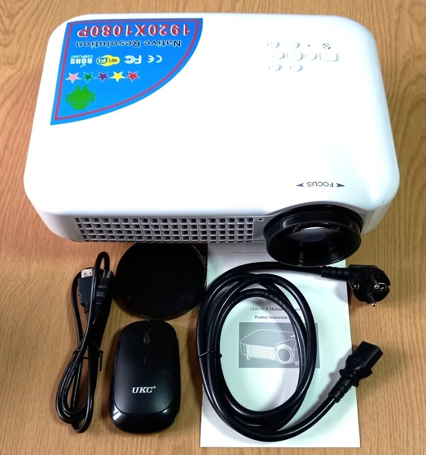 Full HD 1920х1080p мультимедийный LED-7018 проектор - домашний кинотеатр 2400Lm 180W Android W-Fi ##от компании## ПО СПЕЦАНТЕННЫ Связь без преград! - ##фото## 1