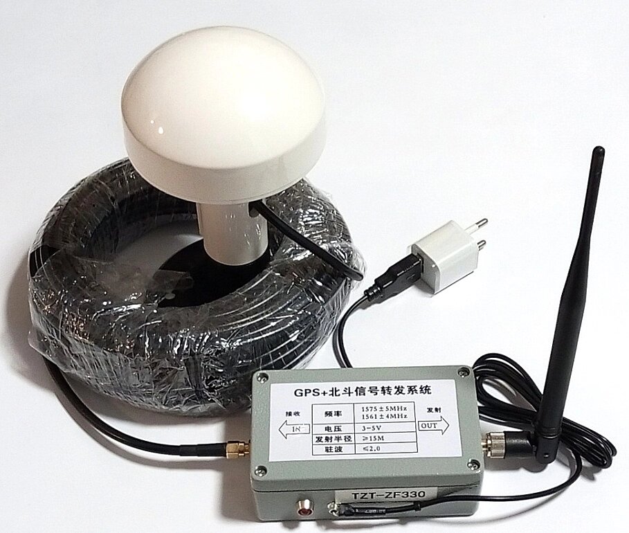 GPS репітер підсилювач 1575MHz+1561MHz 37dB 3-5V з антеною грибоподібною 3.5dB, 20 м кабелю, повний комплект від компанії ПО СПЕЦАНТЕНИ Зв'язок без перешкод! - фото 1