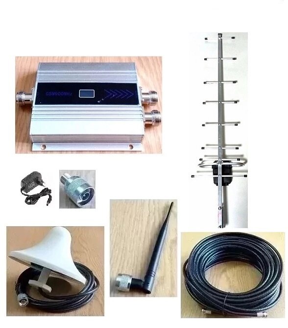 GSM підсилювач GB-9011-G 900 MГц із зовнішньою спрямованою антеною 13 дБ і 2-ма внутрішніми антенами, до 100 кв. м. від компанії ПО СПЕЦАНТЕНИ Зв'язок без перешкод! - фото 1