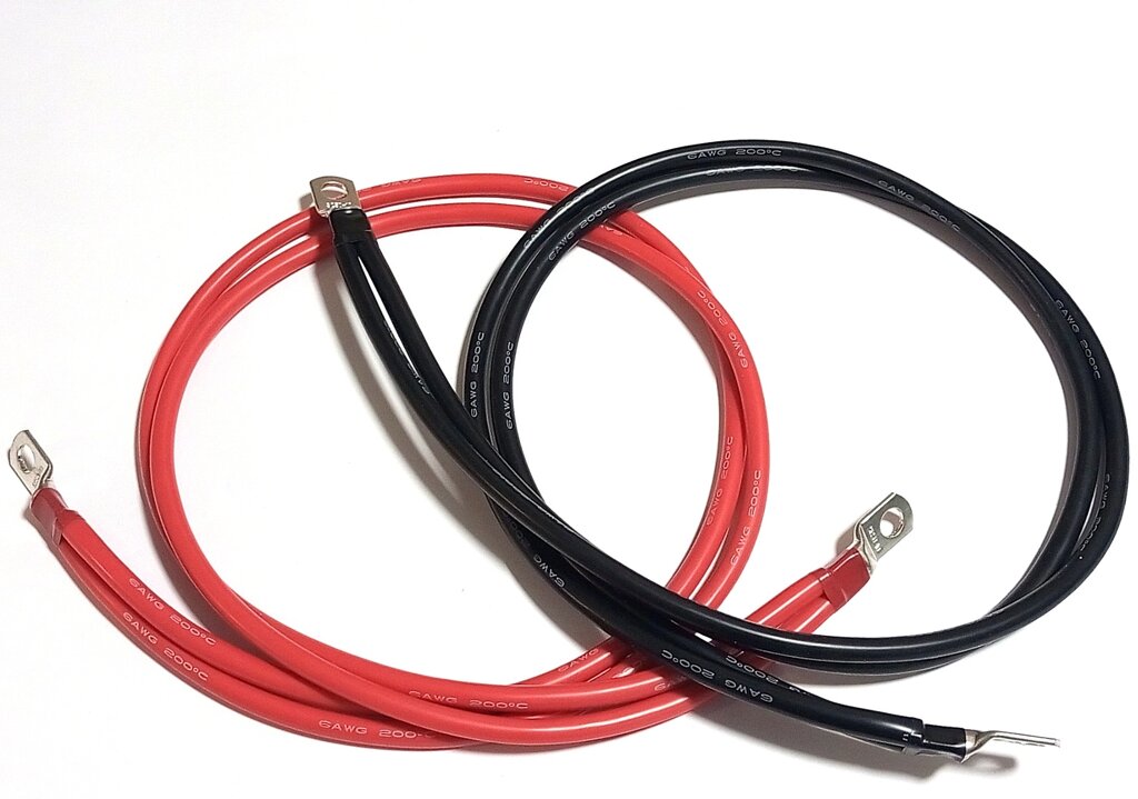 Комплект силових кабелів 2 на 25 мм² 1 метр, до 300 А, 1000 В максимум, мідні з високою провідністю від компанії ПО СПЕЦАНТЕНИ Зв'язок без перешкод! - фото 1