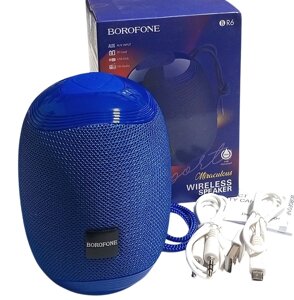 FM радіо портативна акустика BOROFONE Miraculous sports wireless speaker IPX5 BR6 BT5.0, TWS AUX, TF, USB, синя