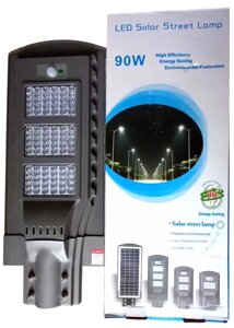 Ліхтар на акумуляторах вуличний (LED світильник) з датчиком руху 90Вт із сонячною панеллю