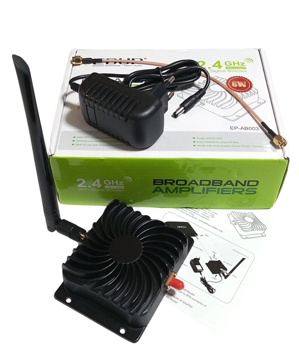 Підсилювач розширювач Wi-Fi (бустер) 2,4 ГГц 8 Вт (W), оригінал EDUP EP-AB003 від компанії ПО СПЕЦАНТЕНИ Зв'язок без перешкод! - фото 1