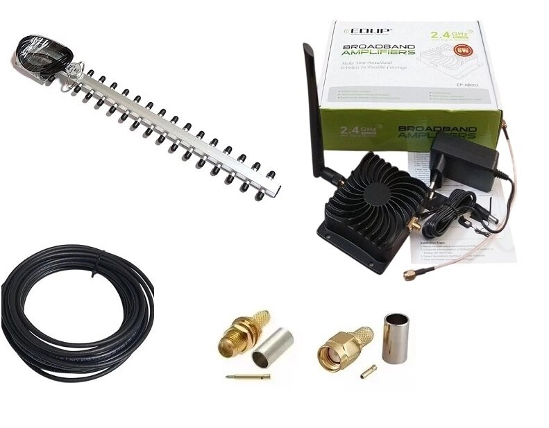 Підсилювач сигналу Wi-Fi (репітер, бустер) 8W із зовнішньою спрямованою антеною 16dBi (81487) від компанії ПО СПЕЦАНТЕНИ Зв'язок без перешкод! - фото 1