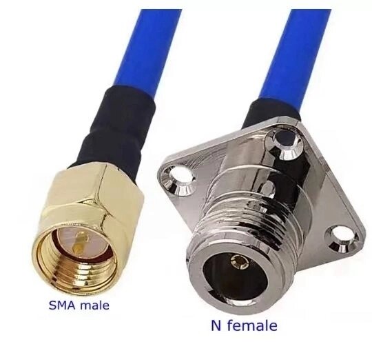 Пігтейл (перехідник) N-female (гніздо) фланець 4 отвори - SMА-male (штир), кабель RG-405, 15 см від компанії ПО СПЕЦАНТЕНИ Зв'язок без перешкод! - фото 1