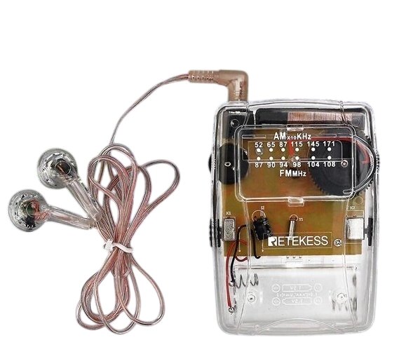 Радіоприймач AM / FM Retekess TR624 прозорий портативний, підтримка навушників, харчування 2хААA батареї від компанії ПО СПЕЦАНТЕНИ Зв'язок без перешкод! - фото 1