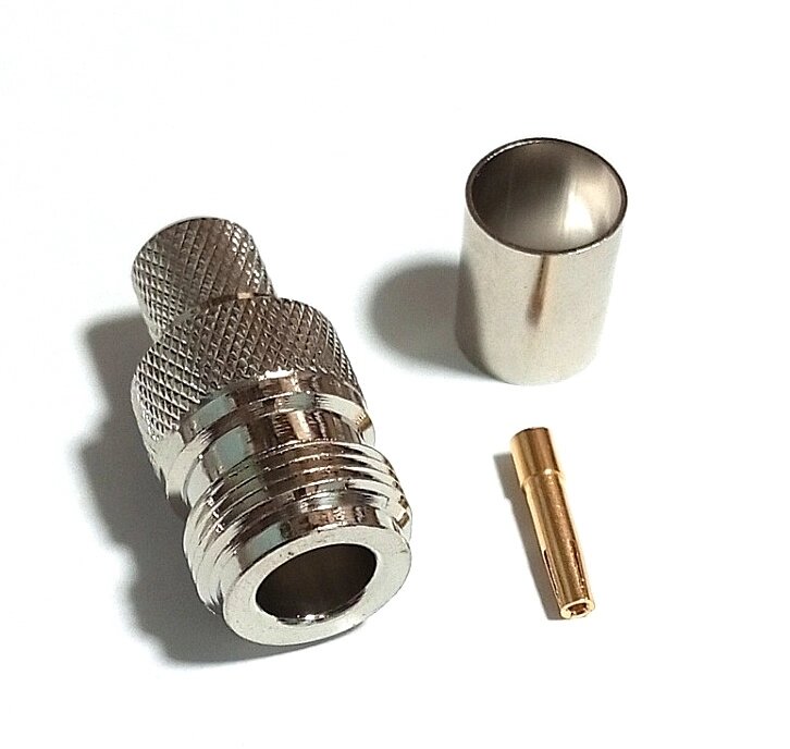 Роз'єм N-female (гніздо) на кабель RG8 RG213 RG214 RG165 LMR400 7D-FB, Crimp (обжим) від компанії ПО СПЕЦАНТЕНИ Зв'язок без перешкод! - фото 1