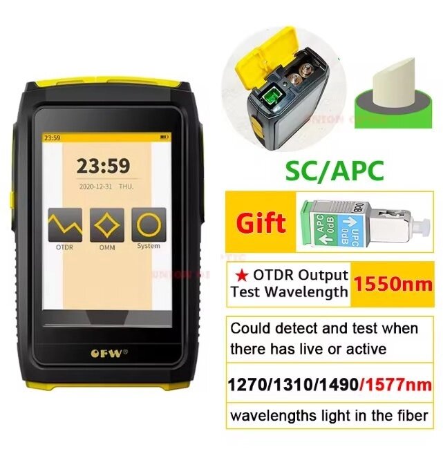 Тестер вимірювач оптоволоконних мереж до 80 км, 1550 нм 20 дБ, Mini OTDR FWT-100-S5A0 SC/APC + перехідник (831453) від компанії ПО СПЕЦАНТЕНИ Зв'язок без перешкод! - фото 1