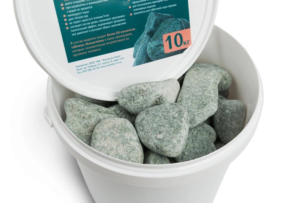 Камінь жадеїт шліфований середній (відро 10 кг) для електрокам'янки від компанії Магазин опалення та Сантехніки - «Печі Маркет» - фото 1