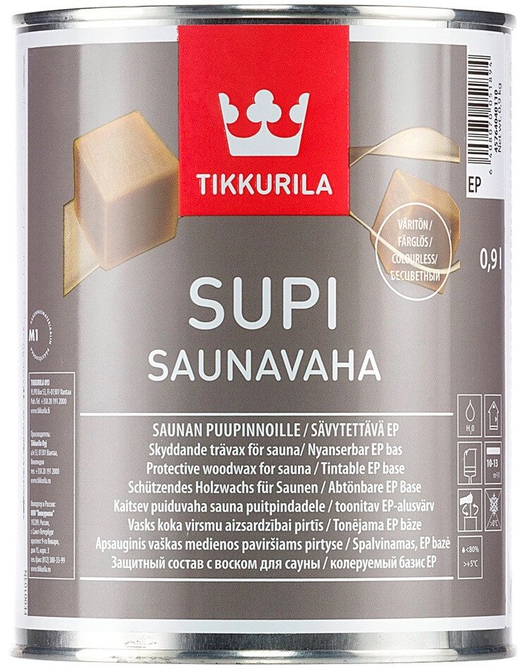 Колісний захисний віск Supi Saunavaha 0,9 л для лазні та сауни від компанії Магазин опалення та Сантехніки - «Печі Маркет» - фото 1
